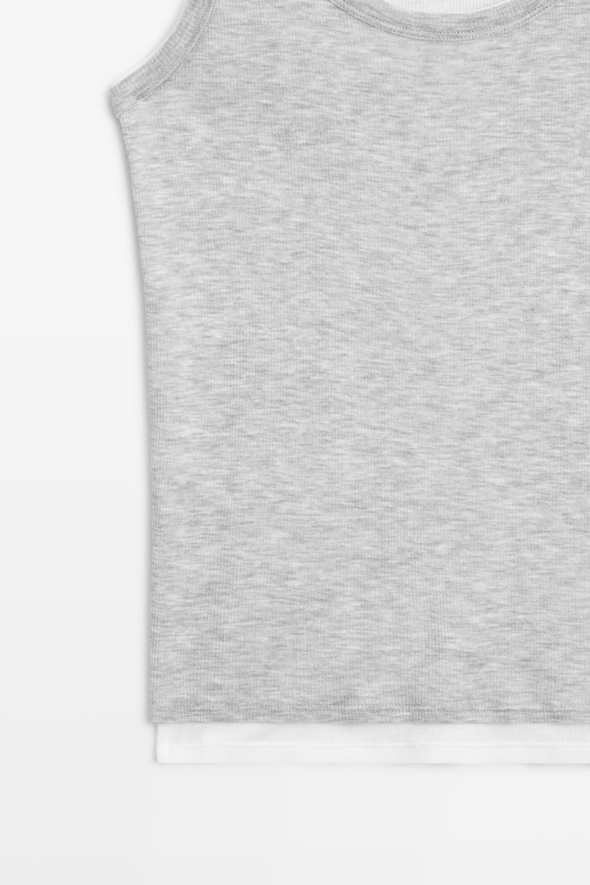 T-shirt double en bord-côte 100 % coton